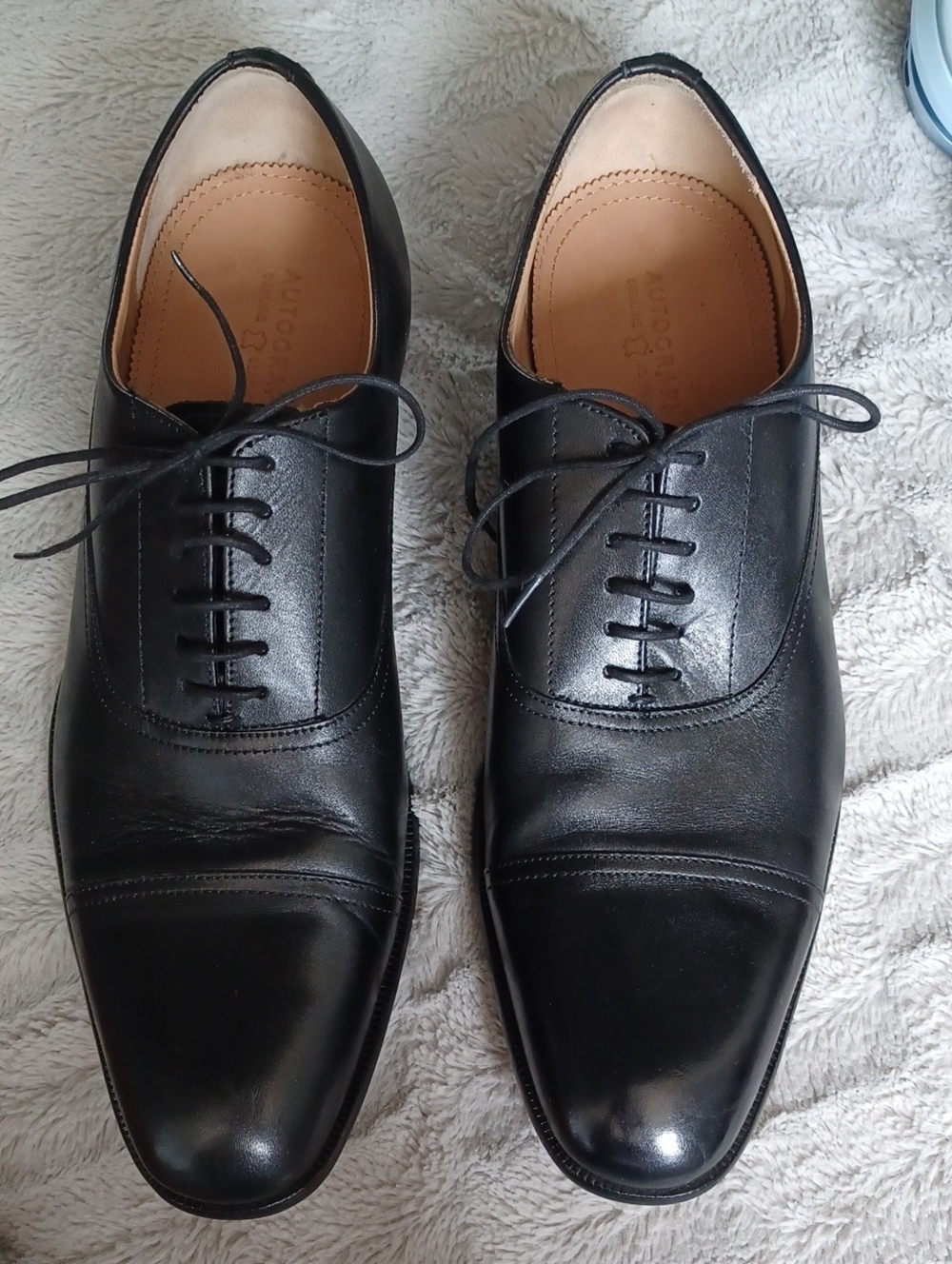 Autograph Black Leather Cap-Toe Oxford Lace-Ups